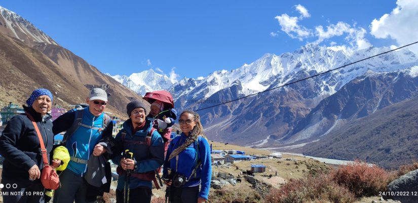 A group of trekkers in the Langtang Valley